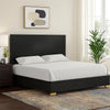 Goldie Queen Size Panel Bed | Black & Gold Pine Wood | Contemporary BM342527