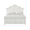 Calpan Full Storage Bed | White Upholstery | Solid Wood | Tufted Design BM342529