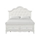 Calpan Full Storage Bed | White Upholstery | Solid Wood | Tufted Design BM342529