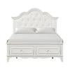 Calpan Twin Storage Bed | White Upholstery | Solid Wood | Tufted Design BM342530