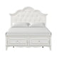 Calpan Twin Storage Bed | White Upholstery | Solid Wood | Tufted Design BM342530