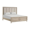 Myna King Bed | Solid Wood | Ivory Channel Padded Upholstery | Oak Brown BM342531