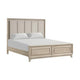 Myna King Bed | Solid Wood | Ivory Channel Padded Upholstery | Oak Brown BM342531