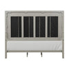Myna King Bed | Solid Wood | Ivory Channel Padded Upholstery | Oak Brown BM342531