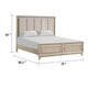 Myna King Bed | Solid Wood | Ivory Channel Padded Upholstery | Oak Brown BM342531