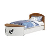 Evon Twin Captain Bed w Trundle | White | Oak Brown | Nautical Coastal Theme BM342532