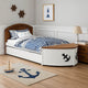 Evon Twin Captain Bed w Trundle | White | Oak Brown | Nautical Coastal Theme