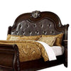 Kera Queen Bed | Brown Cherry Faux Faux Leather Padded Upholstery BM342533
