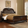 Kera Queen Bed | Brown Cherry Faux Faux Leather Padded Upholstery BM342533