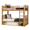 Dilu Twin over Twin Bunk Bed | Light Oak Brown Hardwood | Reversible Ladder BM342535