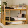 Dilu Twin over Twin Bunk Bed | Light Oak Brown Hardwood | Reversible Ladder BM342535
