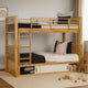 Dilu Twin over Twin Bunk Bed | Light Oak Brown Hardwood | Reversible Ladder