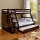 Ellon Twin over Full Bunk Bed | Trundle | Espresso Brown Wood | Drawers