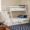 Ellon Twin over Full Bunk Bed | White Solid Wood | Storage Drawers