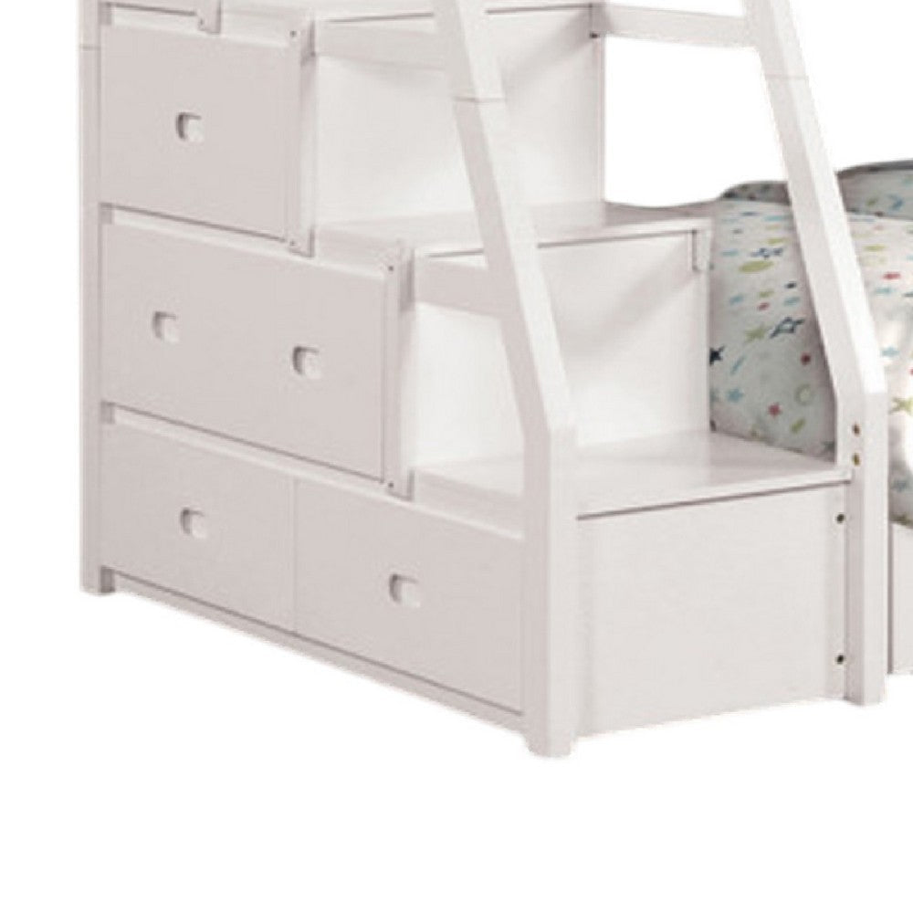 Ellon Twin over Full Bunk Bed | Trundle | White Wood | Storage Drawers BM342539