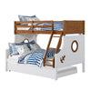 Nexo Twin over Full Bunk Bed w Trundle | Oak Brown | White | Solid Wood