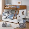 Nexo Twin over Full Bunk Bed w Trundle | Oak Brown | White | Solid Wood
