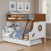Nexo Twin over Full Bunk Bed w Trundle | Oak Brown | White | Solid Wood