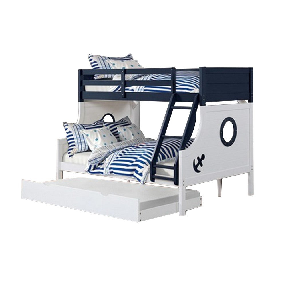 Nexo Twin Over Full Bunk Bed | Blue | White |Nautical Coastal Theme