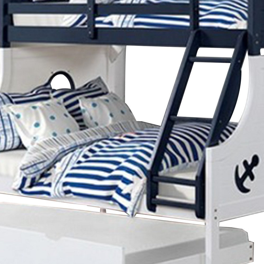 Nexo Twin Over Full Bunk Bed | Blue | White |Nautical Coastal Theme BM342541
