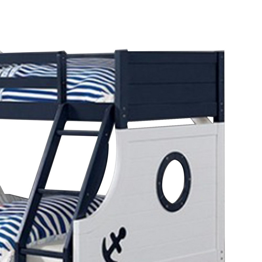 Nexo Twin Over Full Bunk Bed | Blue | White |Nautical Coastal Theme BM342541