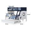 Nexo Twin Over Full Bunk Bed | Blue | White |Nautical Coastal Theme BM342541