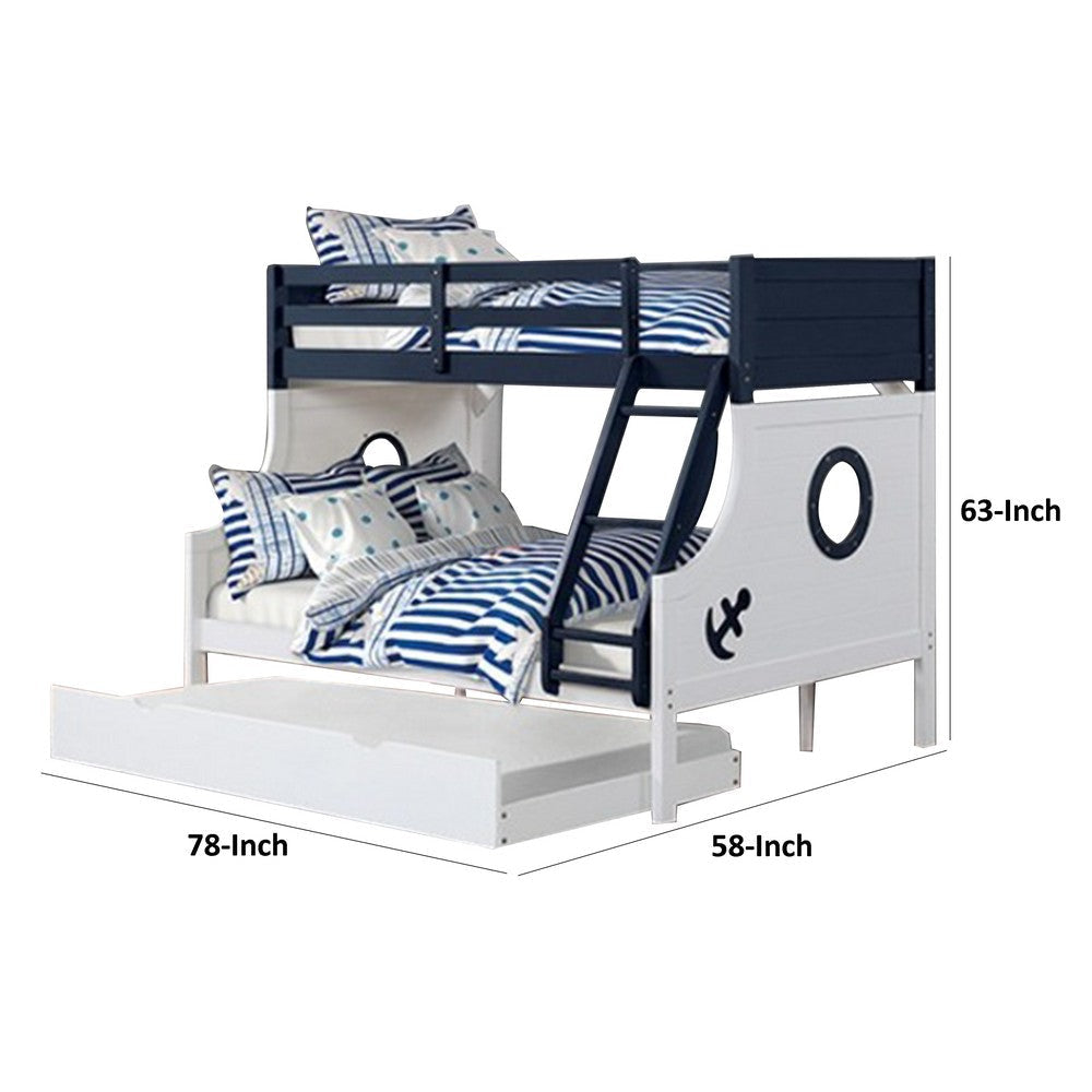 Nexo Twin Over Full Bunk Bed | Blue | White |Nautical Coastal Theme BM342541