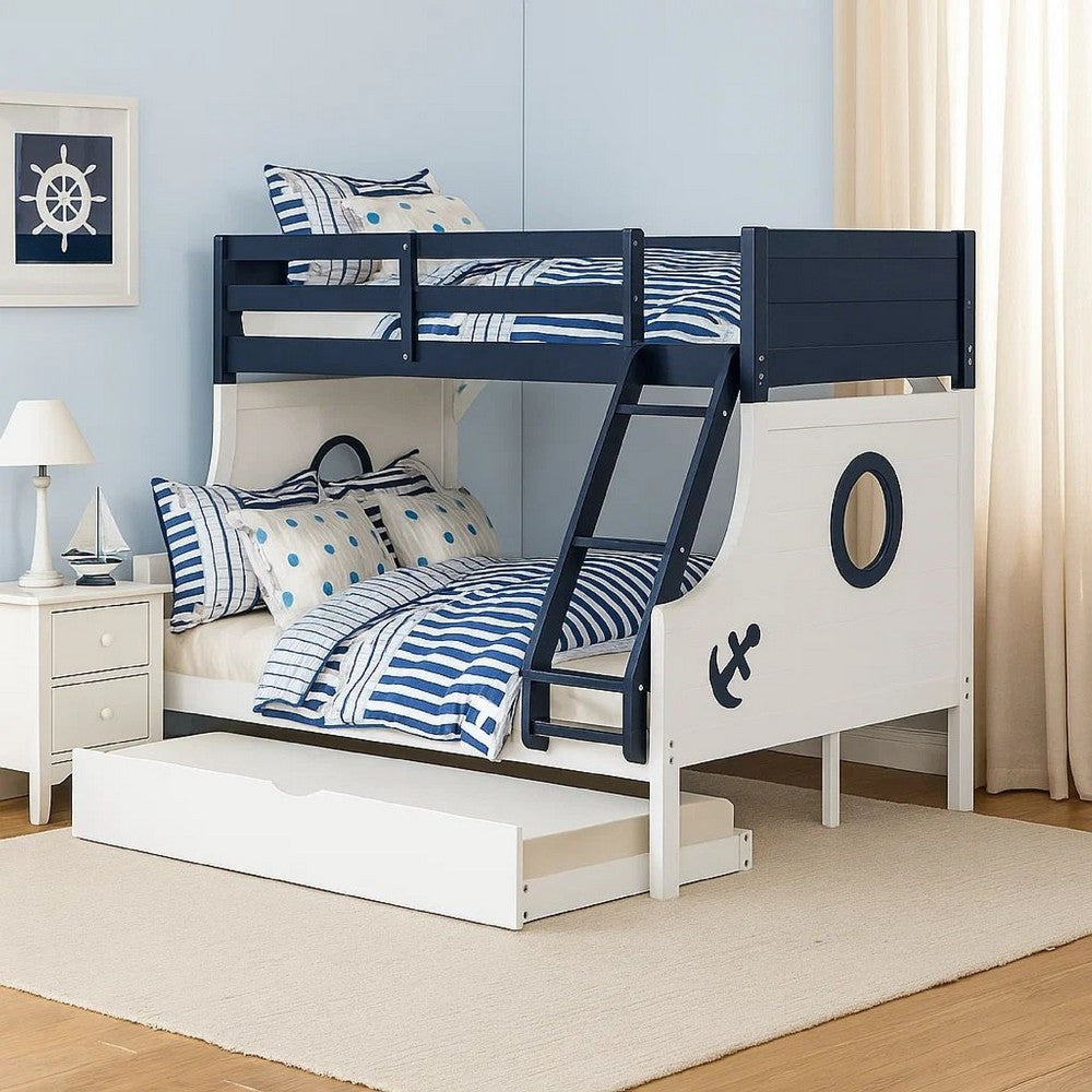 Nexo Twin Over Full Bunk Bed | Blue | White |Nautical Coastal Theme