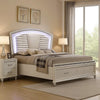 Sam California King Bed w LED | Storage | White Tufted Faux Leather BM342542