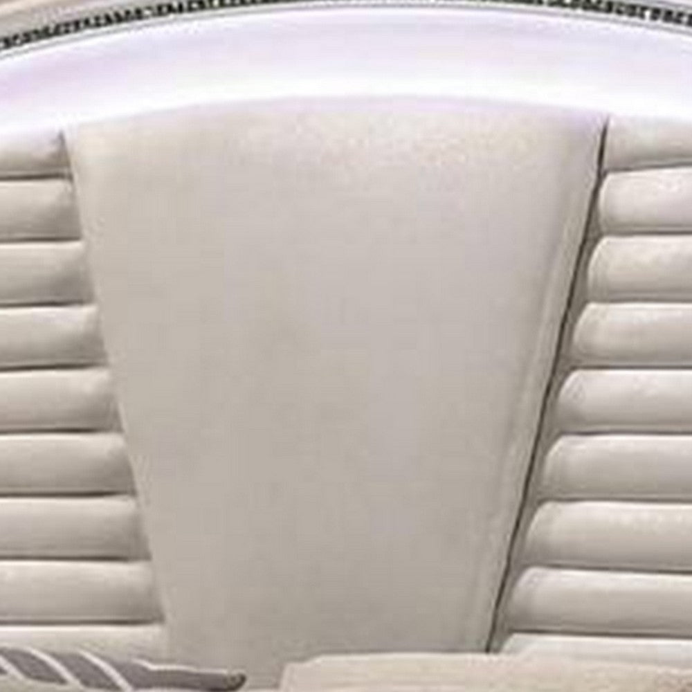 Sam King Bed w LED Lights | Storage | White Tufted Faux Leather