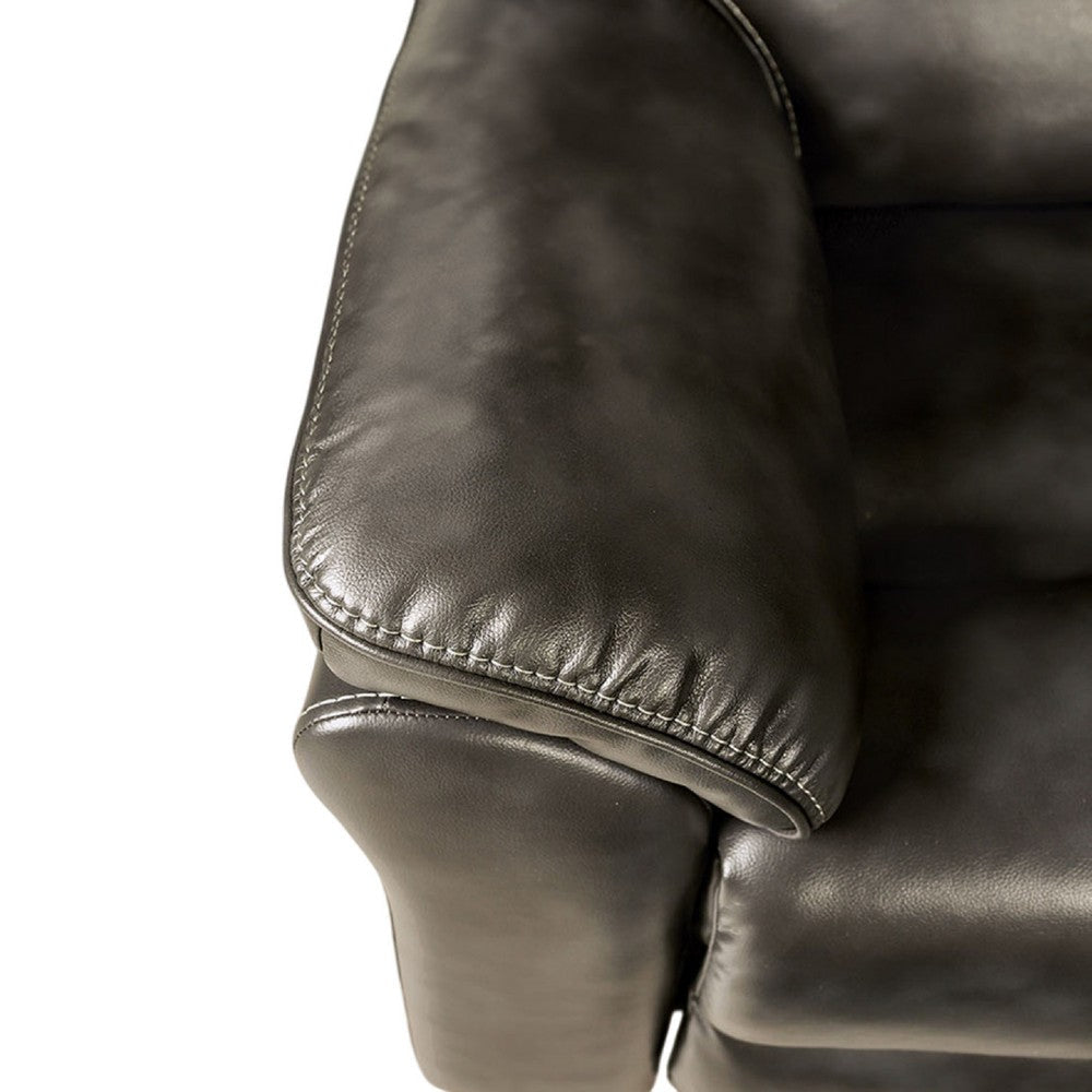 Josy Manual Recliner Sofa | Pillow Top | Dark Gray Faux Leather | 88’’ BM342550