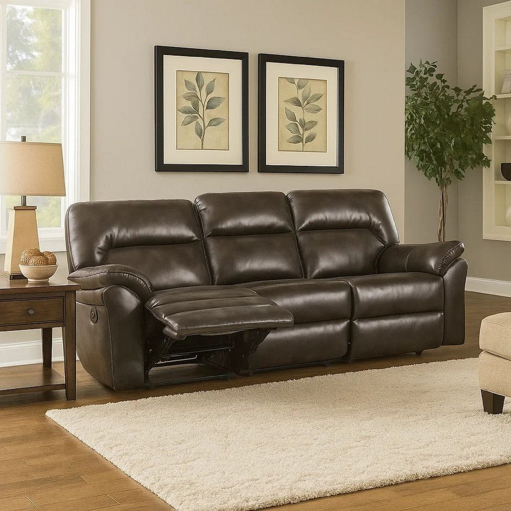 Josy Manual Recliner Sofa | Pillow Top | Dark Gray Faux Leather | 88"