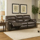 Josy Manual Recliner Sofa | Pillow Top | Dark Gray Faux Leather | 88"