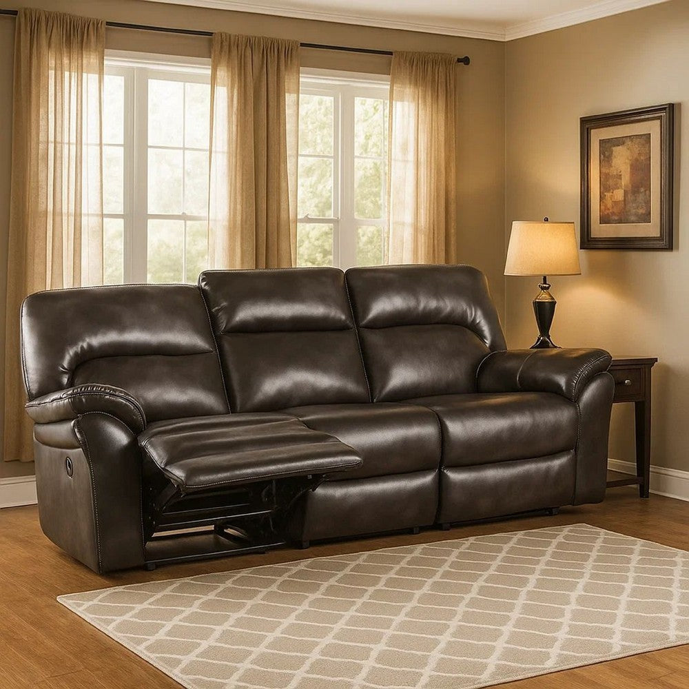 Josy Manual Recliner Sofa | Pillow Top | Dark Gray Faux Leather | 88"