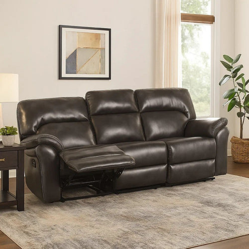 Josy Manual Recliner Sofa | Pillow Top | Dark Gray Faux Leather | 88"
