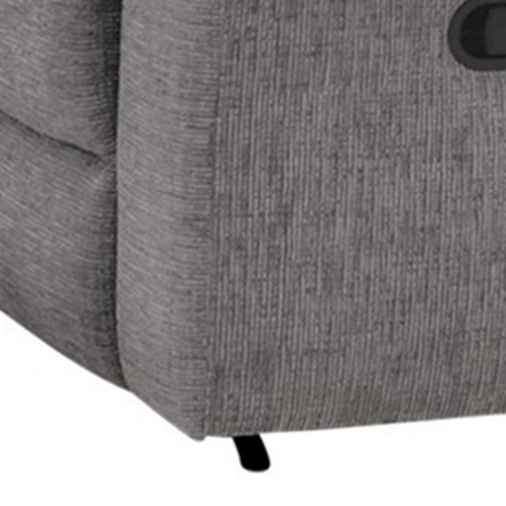 Josy Manual Recliner Loveseat w Console | Light Gray Fabric | 77’’ BM342551