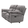 Josy Manual Recliner Loveseat w Console | Light Gray Fabric | 77"