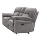 Josy Manual Recliner Loveseat w Console | Light Gray Fabric | 77"