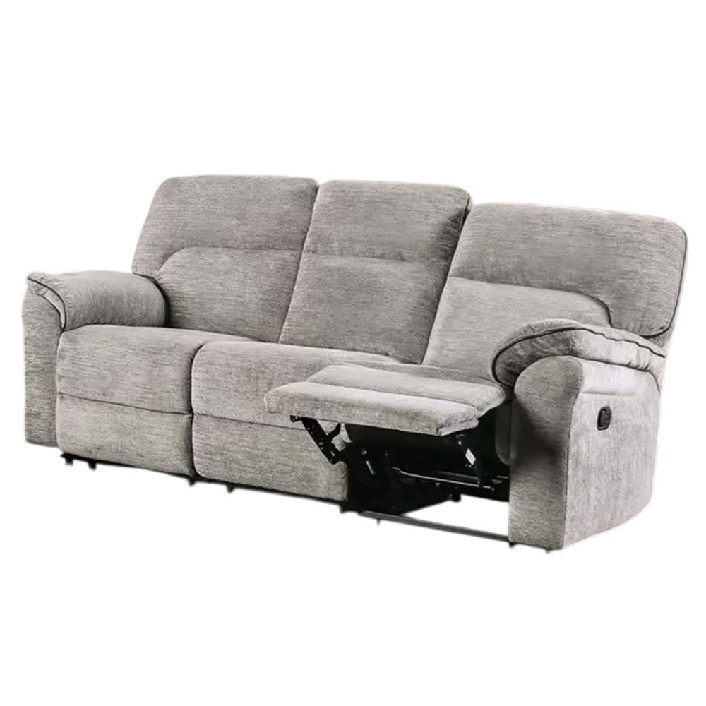 Josy Manual Recliner Sofa | Pillow Top Arms | Light Gray Fabric | 88’’ BM342552
