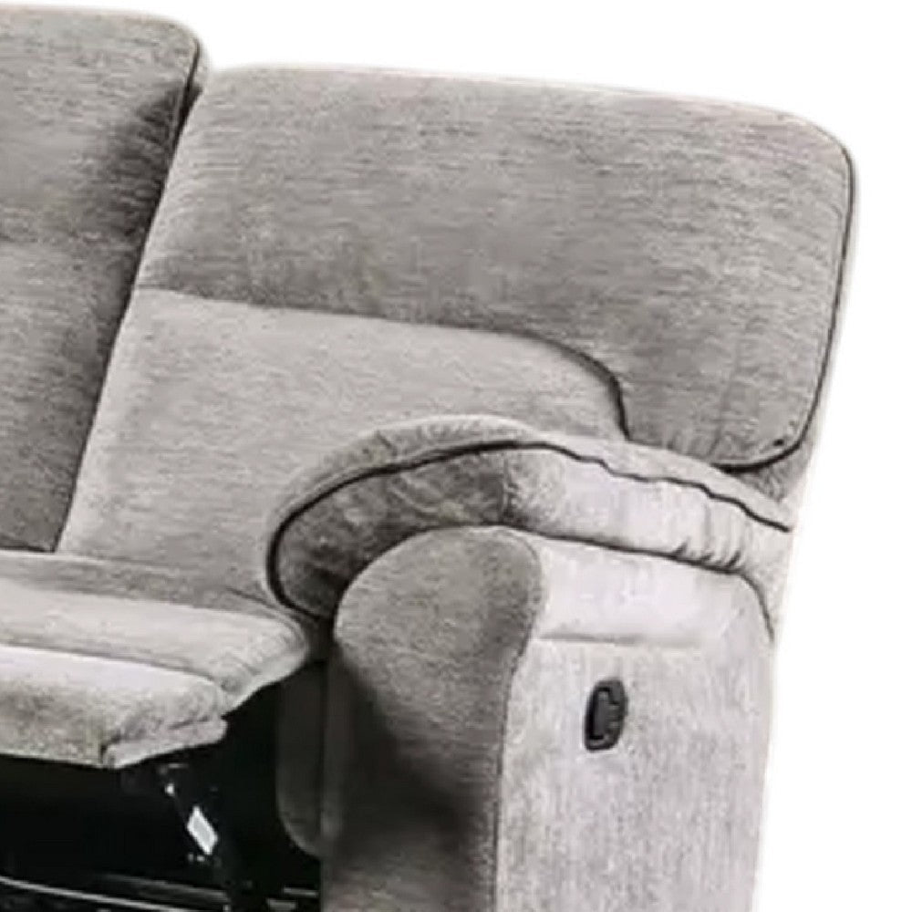 Josy Manual Recliner Sofa | Pillow Top Arms | Light Gray Fabric | 88’’ BM342552