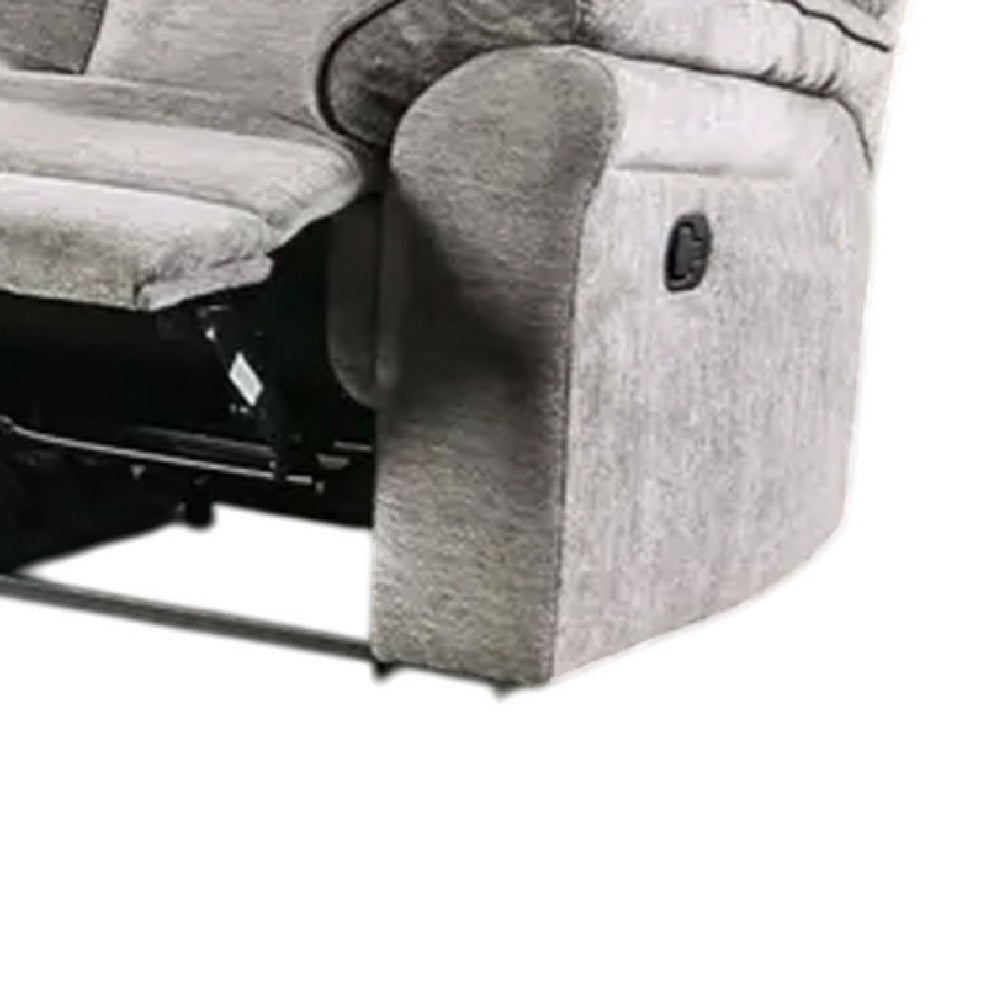 Josy Manual Recliner Sofa | Pillow Top Arms | Light Gray Fabric | 88’’ BM342552