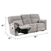Josy Manual Recliner Sofa | Pillow Top Arms | Light Gray Fabric | 88’’ BM342552