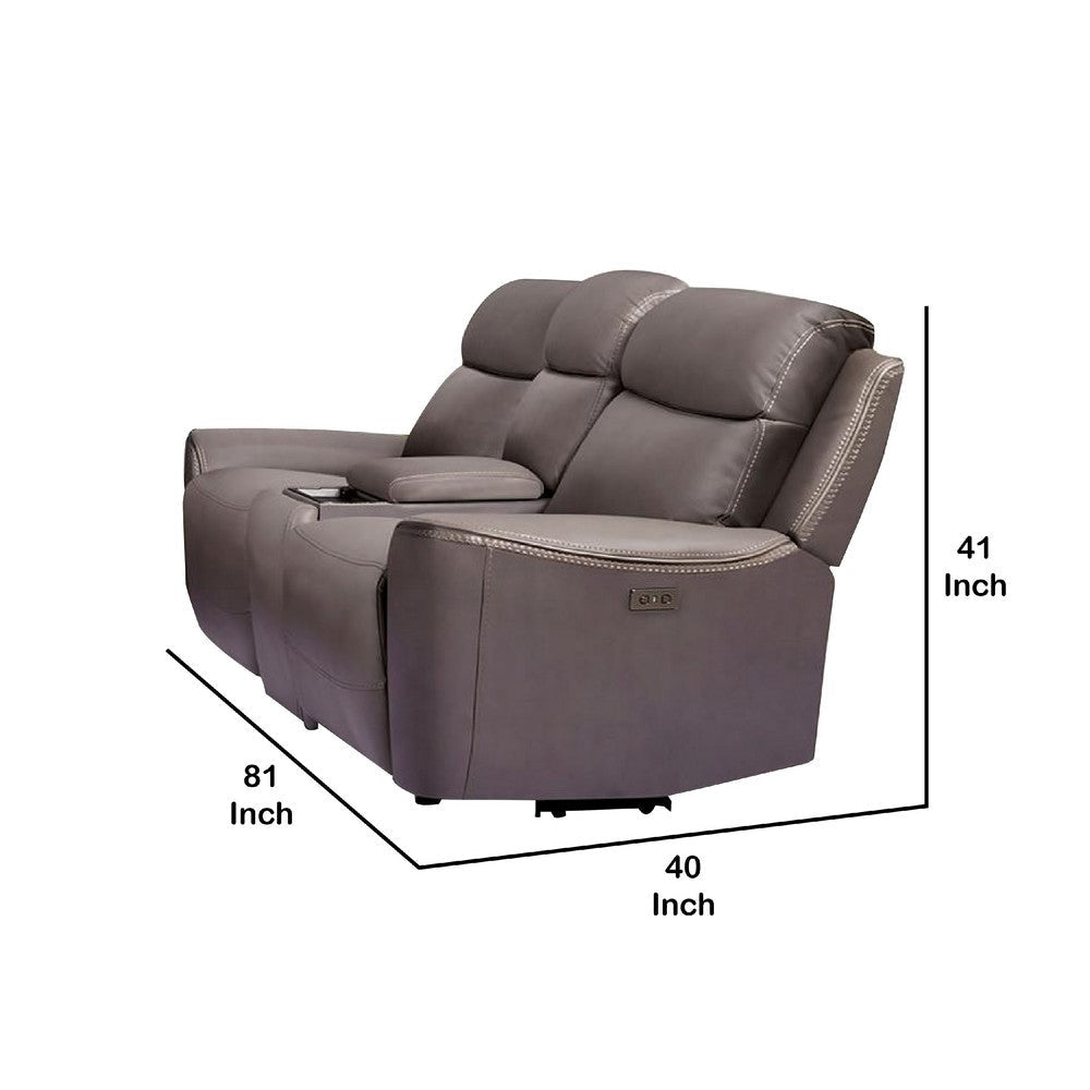 Akto Power Recliner Loveseat | Zero Gravity | Gray Faux Leather | 81’’ BM342553