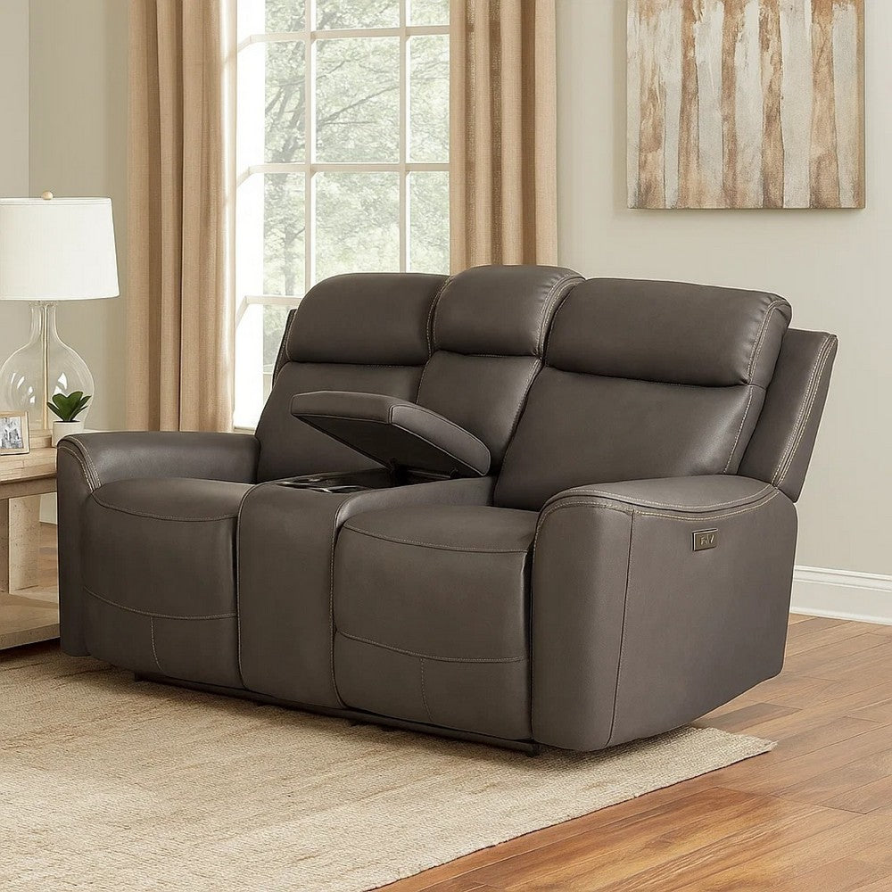 Akto Power Recliner Loveseat | Zero Gravity | Gray Faux Leather | 81"