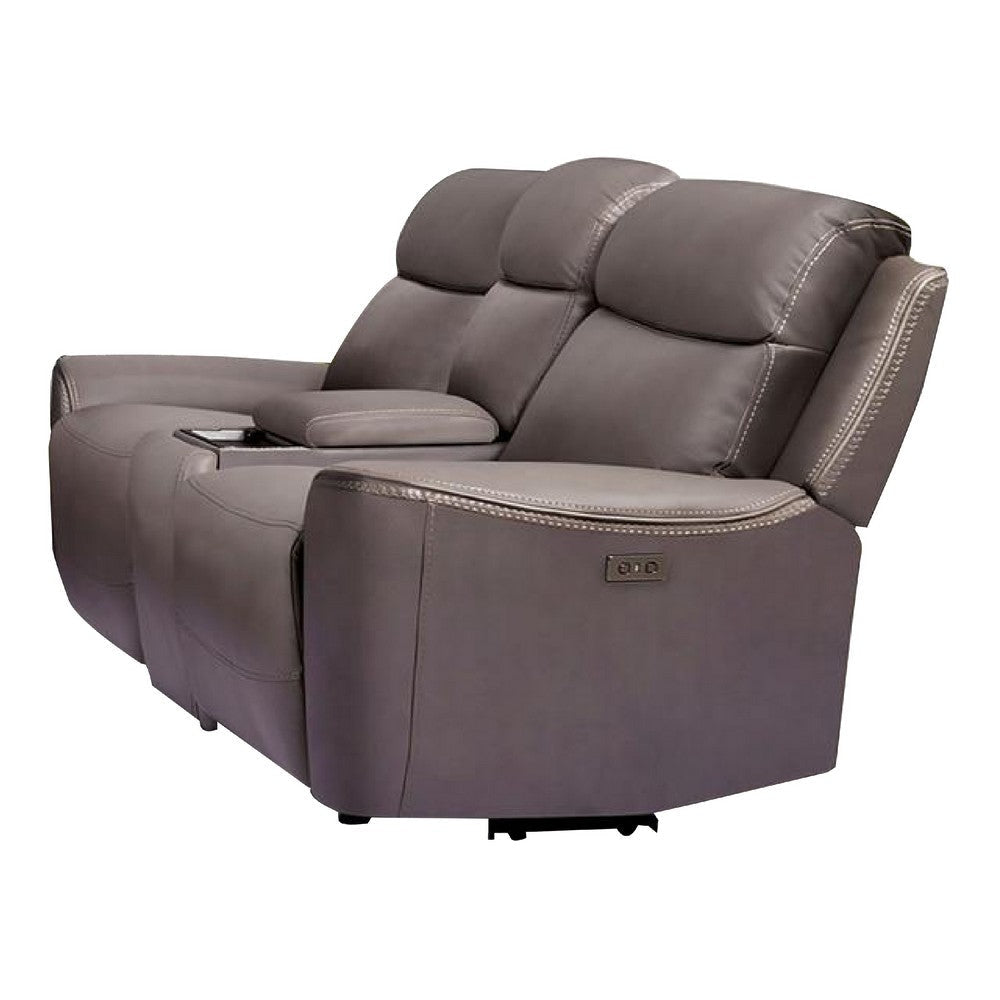 Akto Power Recliner Loveseat | Zero Gravity | Gray Faux Leather | 81"
