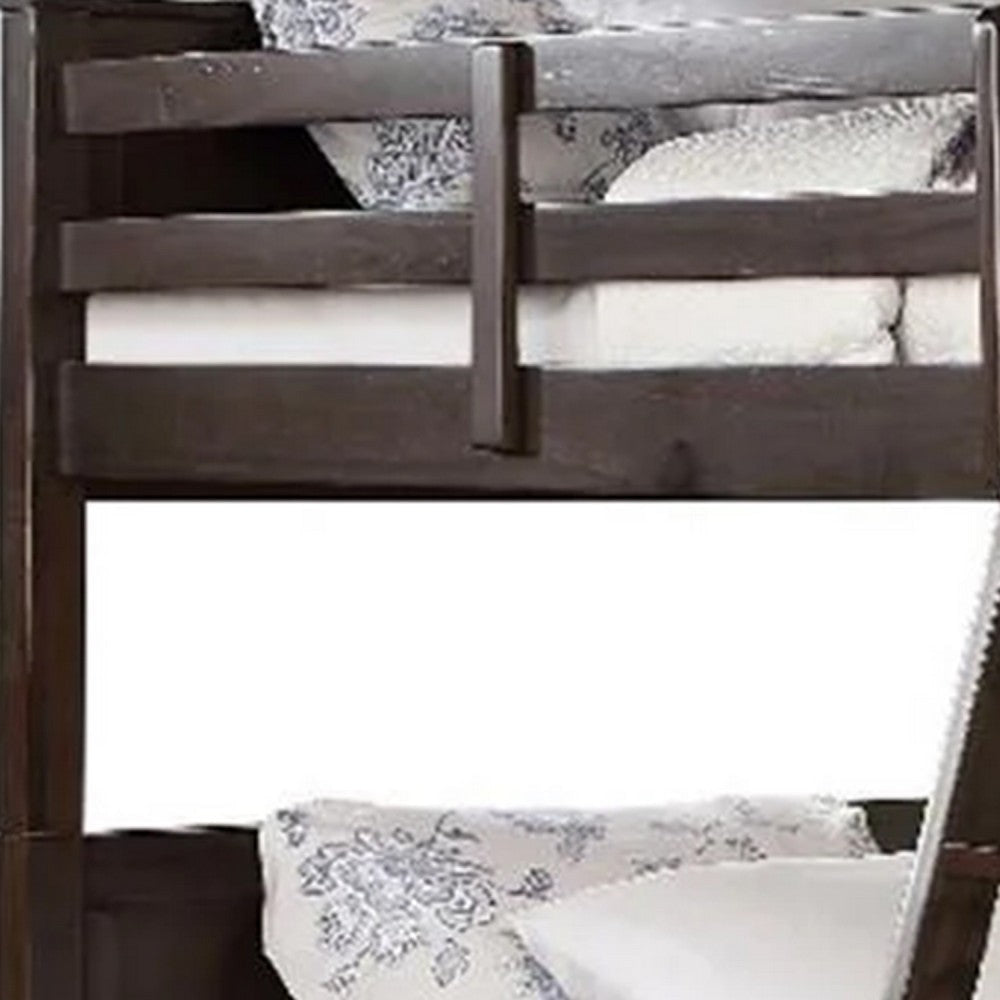 Zedy Full over Full Bunk Bed | Guardrails & Ladder | Walnut Brown BM342554