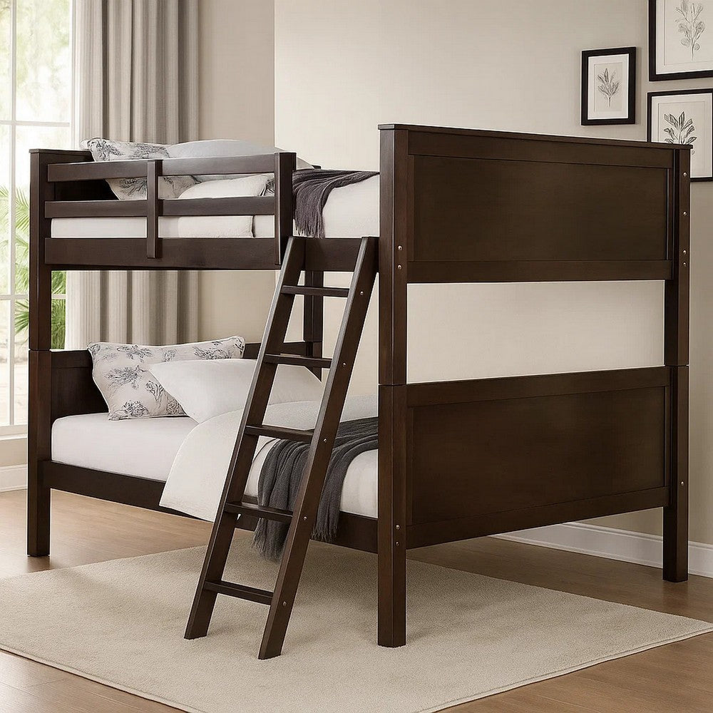 Zedy Full over Full Bunk Bed | Guardrails & Ladder | Walnut Brown BM342554
