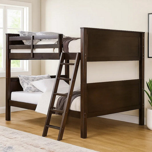 Zedy Full over Full Bunk Bed | Guardrails & Ladder | Walnut Brown