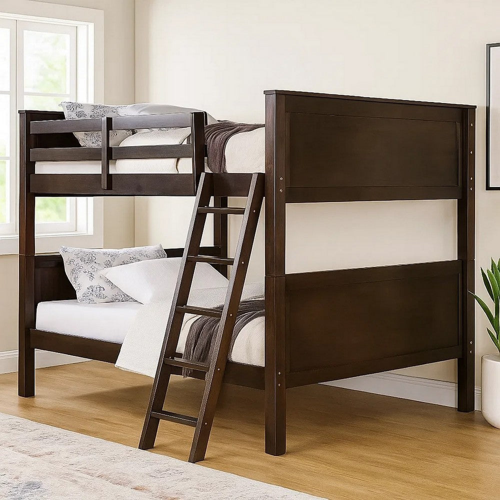 Zedy Full over Full Bunk Bed | Guardrails & Ladder | Walnut Brown