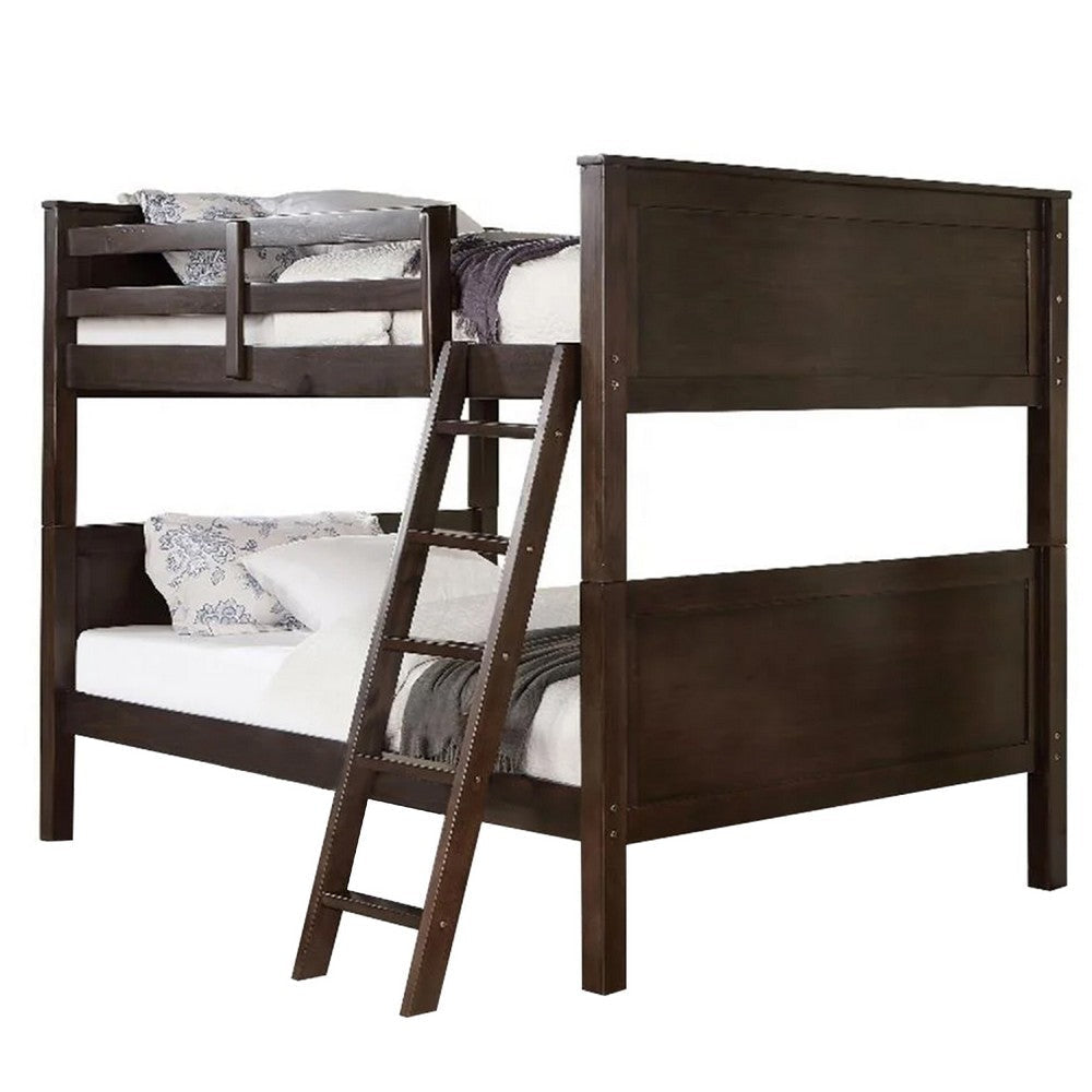 Zedy Full over Full Bunk Bed | Guardrails & Ladder | Walnut Brown BM342554